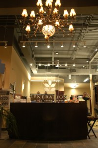 The reception desk area